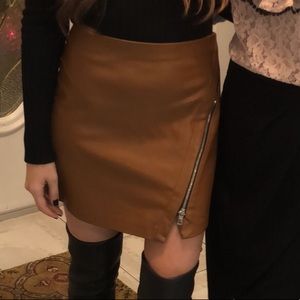 Zara leather skirt xs camel brown